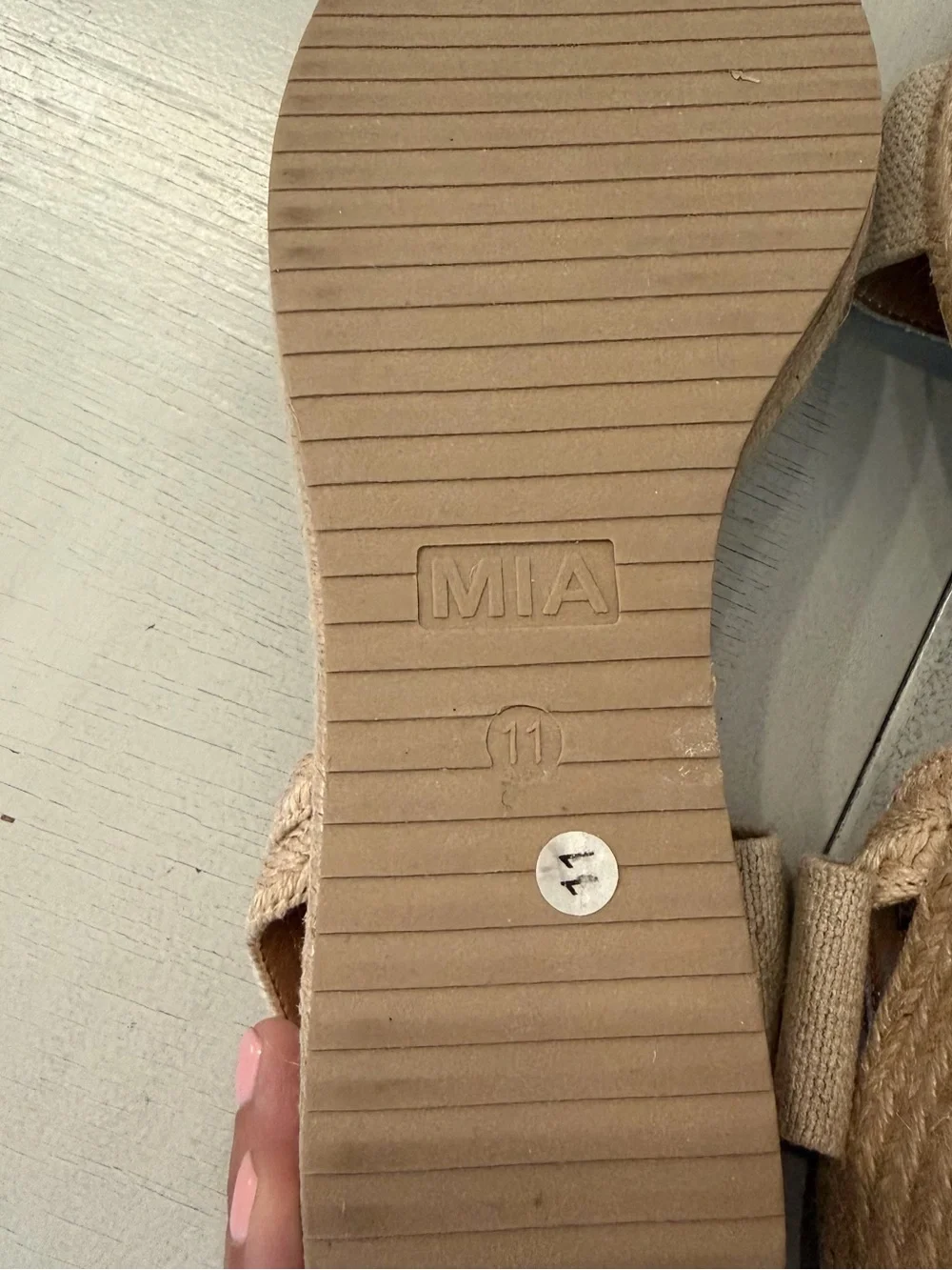 MIA Women’s Brittni Beige Espadrille Wedge Sandals with Ankle Strap Sz 11 NWOT
